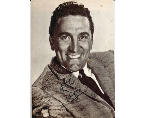 Kirk Douglas signed 10x8 vintage black and white photo. American actor, director, producer, screenwriter, and philanthropist.