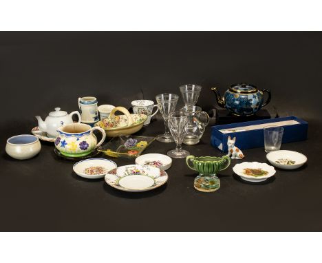 Collection of Assorted Vintage Porcelain &amp; Glass to include decorative blue and gilt patterned Tea Pot by Gibson &amp; So