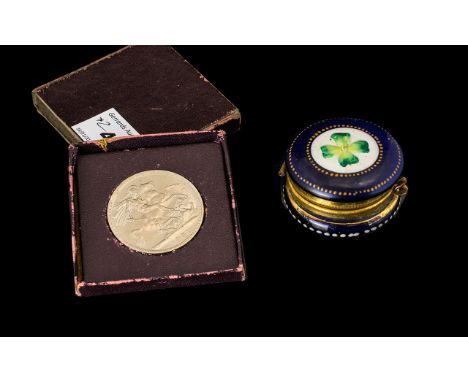 1951 Cased Crown - with a Bristol blue Irish lidded patch box.  