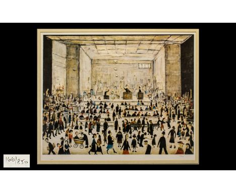 L. S. Lowry 1887 - 1976 Unsigned Ltd and Numbered Edition Colour Lithograph / Print - Titled ' The Auction ' Ltd Edition of O