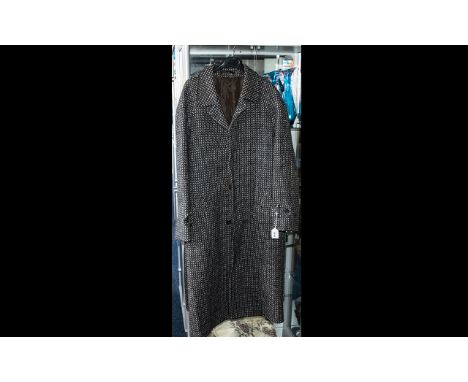 Gentleman's Christian Dior Overcoat, fully lined in brown sateen fabric. Pure wool check pattern. Size 38R.  Collar and rever