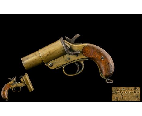 Webley &amp; Scott Flare Gun. British World War 1 military Flare gun, serial number 7168, has numerous stamps including milit