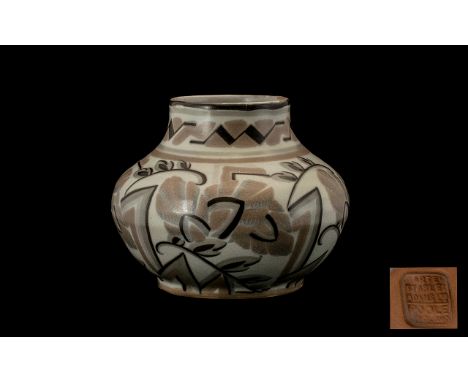 Vintage Poole Pottery Vase in shades of grey and black, very contemporary colours and style stamped Carter, Stabler and Adams