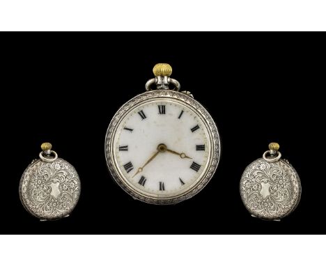 Silver Fob Watch. Hall marked silver fob watch with enamel dial, please see accompanying image.