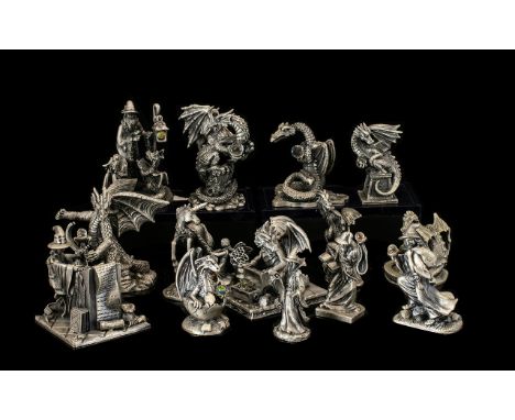 A Collection of Tudor Mint Myth and Magic Figures (14) in total. To include Taming the Unicorn, Dragon of the Knight, The Wiz