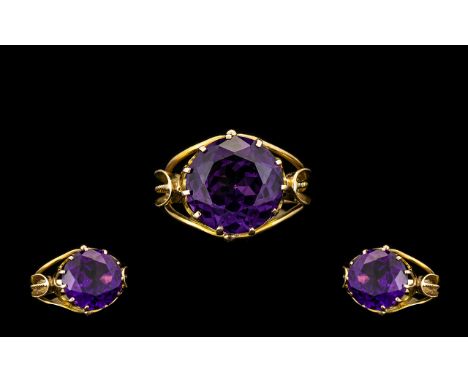 18ct Gold Stunning Quality Single Stone Amethyst Set Dress Ring of wonderful colour.  The amethyst of finest deep purple colo