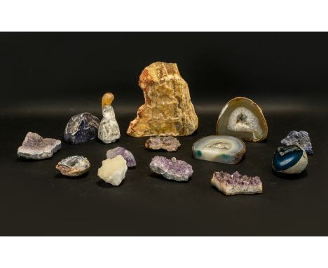 Collection of Quartz Pieces including rock crystal, rose quartz, amethyst, smoky quartz, milky quartz, and others.  Please se