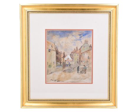 Thomas Swift Hutton (Edinburgh, 1865-1935)"Sidgate, Eastcliffe, Whitby", watercolour, 1925, signed T S Hutton, in double card