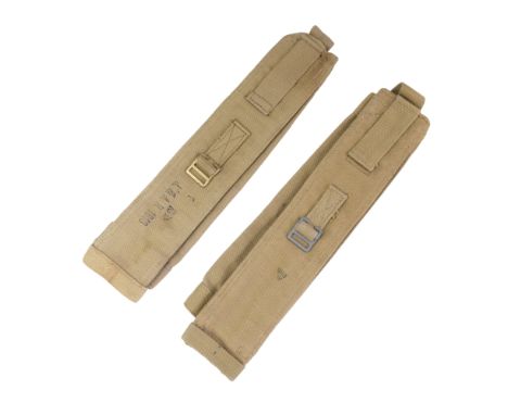 A pair of Second World War British Army webbing 3-inch mortar ammunition carriers