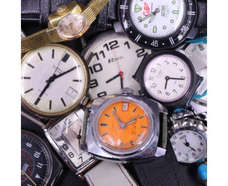 A group of vintage and later wristwatches including Timex, Swatch and Smiths