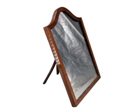 An early 20th Century mahogany-framed dressing table mirror, of shouldered form having an easel back, circa 1930s, 50 cm
