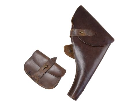 A British Army officer' Sam Browne holster and revolver ammunition pouch