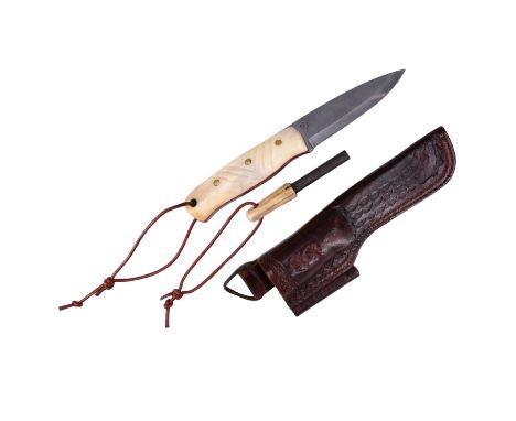 A hand-made Mk I Talisman bushcraft knife by Paul Fenech, numbered 11 of a limited edition, having antler grips scales, in to