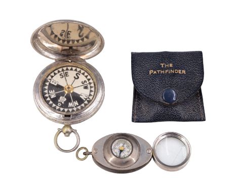 A Great War Edouard Koehn of Geneva Mark V 1915 electroplate fob compass together with The Pathfinder combination compass and