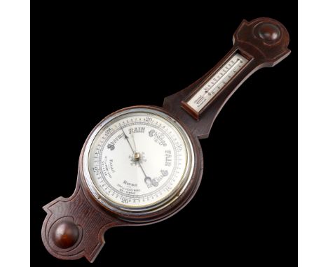 An early 20th Century oak banjo barometer, circa 1930s, 76 cm
