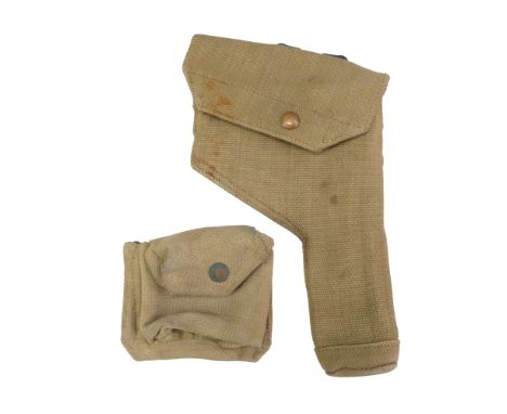 A 1941 dated British Army 1937 Pattern revolver holster together with a pistol ammunition pouch