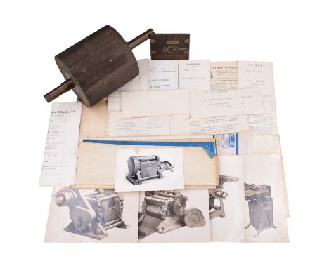A brass roller and cast data plate from a Turnbull's patent marmalade machine, manufactured by William Brierley, Collier & Ha