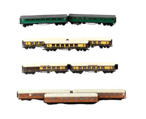 Ten Hornby and Triang EM gauge model railway carriages