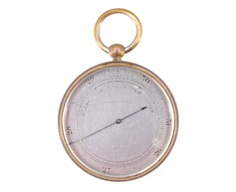 A Victorian pocket aneroid barometer by Gardner &amp; Co, 53 Buchanan St, Glasgow, circa 1860-1883, 4.5 cm excluding stem and