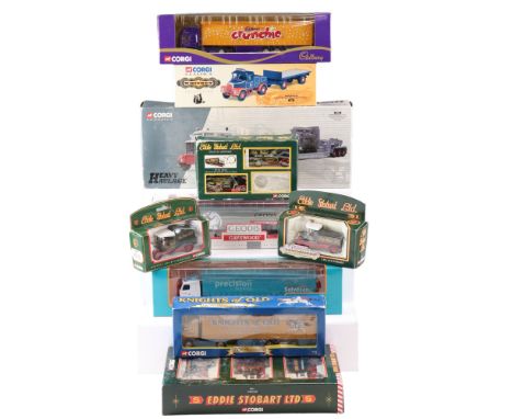 A quantity of Corgi diecast model wagons, Heavy Haulage, Eddie Stobart Ltd, Cadburys, etc