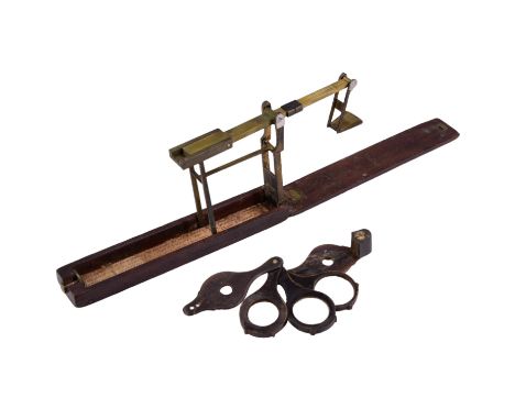 A set of late Georgian pocket folding sovereign scales by Wilkinson of Ormskirk, together with a horn pocket three-lens magni