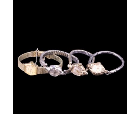 Four vintage lady's watches comprising an Omega, a Bulova, a Seiko and a Baylor