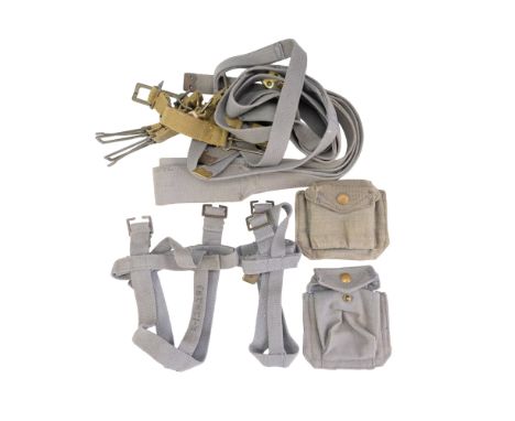RAF 1937 Pattern webbing braces, water bottle carriers, pistol ammunition pouches and brace attachments
