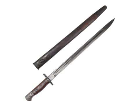 A Pattern 1907 bayonet, being a 1918 example by Wilkinson, one grip scale bearing an impressed service or rifle number