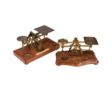 Two sets of Victorian brass letter scales