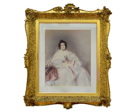 A portrait of Jane Murray, the elegant and well-to-do woman portrayed gazing confidently, her blue eyes inspecting the viewer