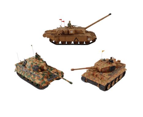 Three Tamiya model tanks, 1:35 scale