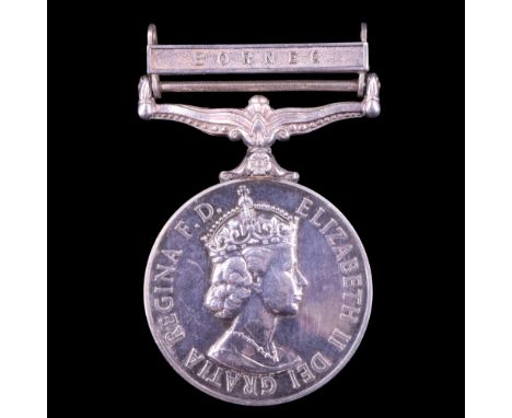 A QEII General Service Medal with Borneo clasp to 22402617 Sgt M W Sheldon, Royal Army Ordnance Corps 