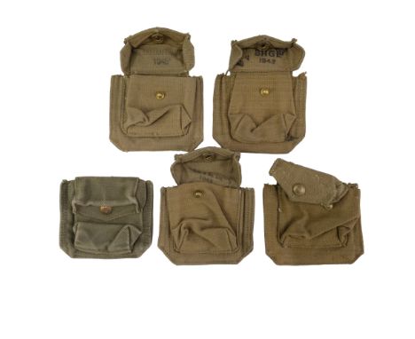 Five British Army 1937 Pattern webbing revolver ammunition pouches