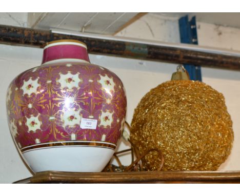 LARGE DECORATIVE LUSTRE VASE &amp; RETRO CEILING LIGHT SHADE     