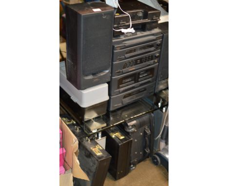 TWIN SPEAKER HI-FI, DRILL, BRIEFCASES &amp; SUITCASE     