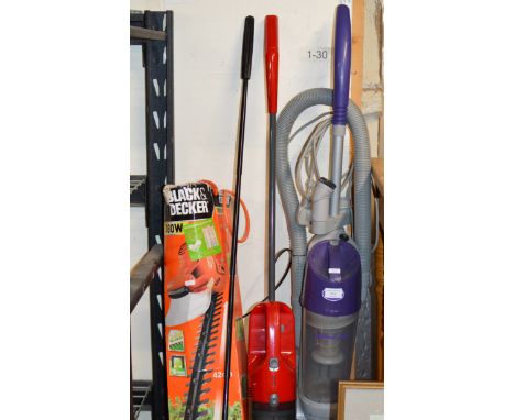 2 UPRIGHT CLEANERS, CARPET SWEEPER &amp; HEDGE TRIMMER     