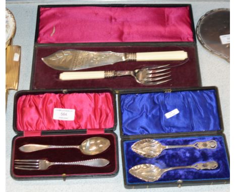 CASED SILVER FORK &amp; SPOON SET, EP SPOON SET &amp; EP SERVING SET     