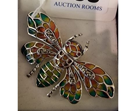 STERLING SILVER RUBY EYED LARGE BUTTERFLY BROOCH