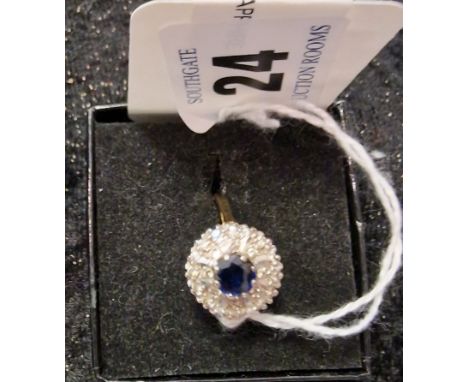 18CT GOLD DIAMOND &amp; SAPPHIRE RING SIZE M