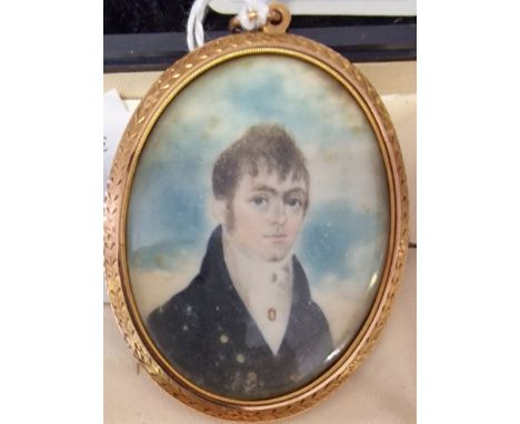 MINATURE PORTRAIT MOURNING BROOCH