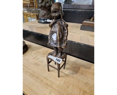 BRONZE FIGURE OF A CHILD ON CHAIR - 31CMS