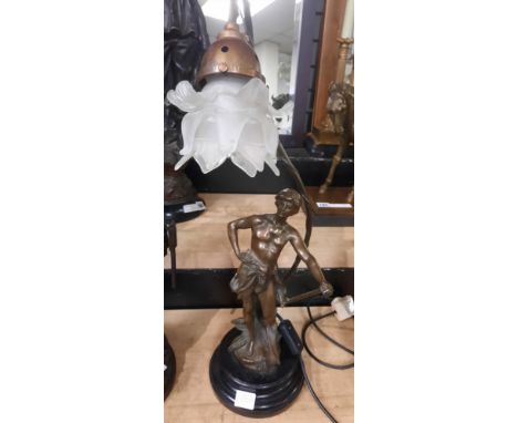 SIGNED MOREAU ART NOUVEAU FIGURAL LAMP
