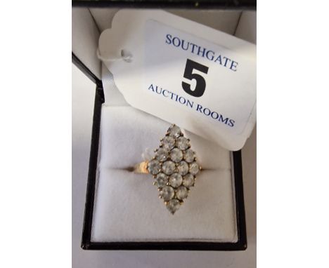 GOLD &amp; WHITE SAPPHIRE RING - SIZE N