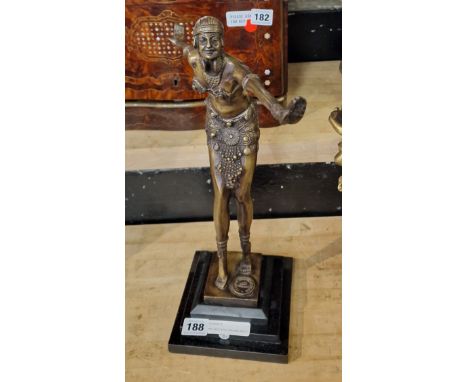 ART DECO STYLE BRONZE GIRL ON MARBLE BASE - 42 CMS (H)
