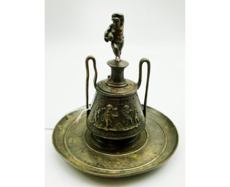 ANTIQUE BRONZE INKWELL