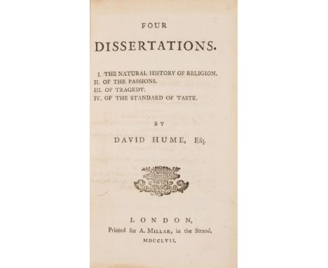 Hume (David) Four dissertations. I. The natural history of religion. II. Of the passions. III. Of tragedy. IV. Of the standar