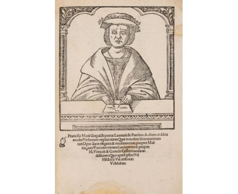 André L. Simon copy.- Grapaldus (Franciscus Marius) De partibus aedium addita modo, collation: [par]8, [2par]8, [3par]4, a-q8