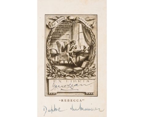 Du Maurier (Daphne) Rebecca, first edition, Book Society bookplate to endpapers signed by the author, hinge cracked, title an