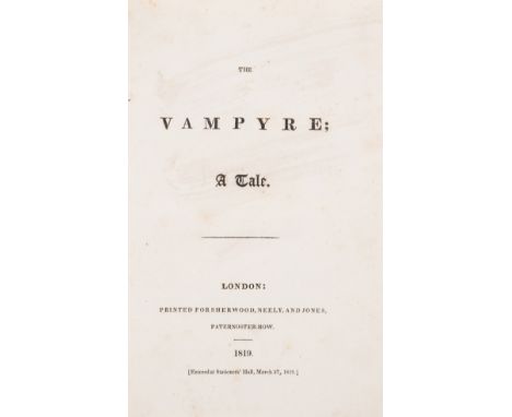 [Polidori (John)] The Vampyre; A Tale, first edition, third issue, lacks half-title, title a little soiled, occasional spotti