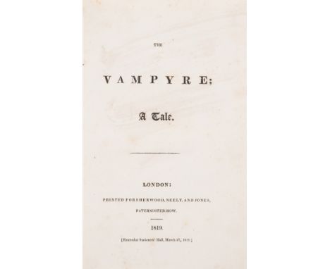 [Polidori (John)] The Vampyre; A Tale, first edition, third issue, lacks half-title, title a little soiled, occasional spotti